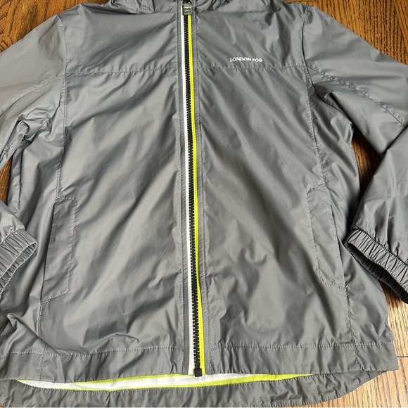Size 8 London Fog Grey Lined Windbreaker with Hood - Picture 3 of 10